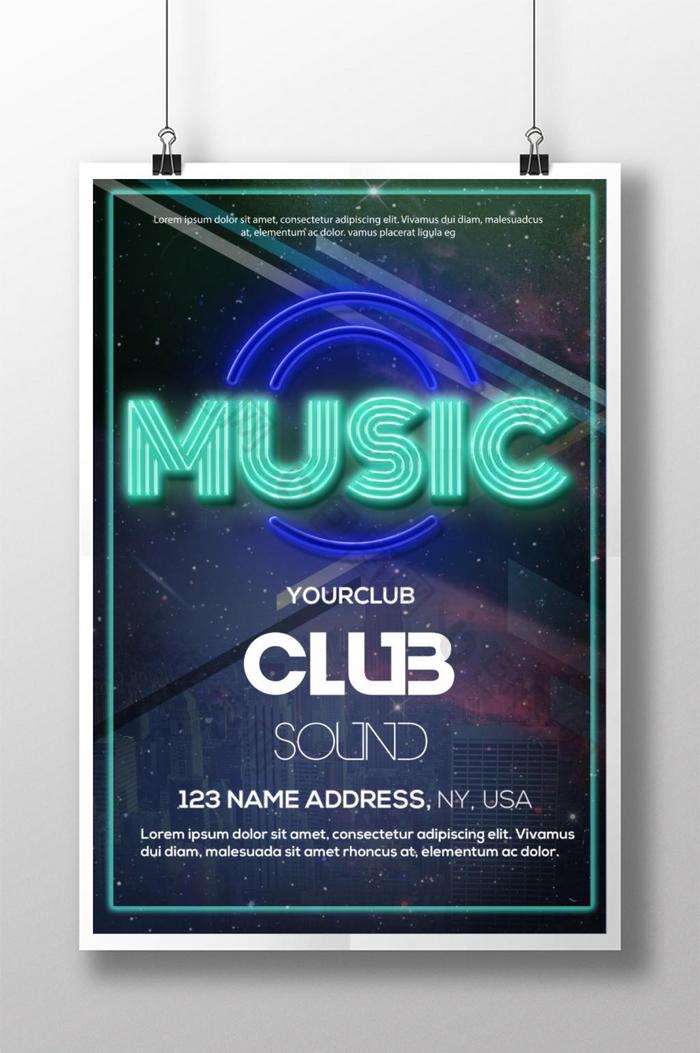 Fluorescent music festival poster design  