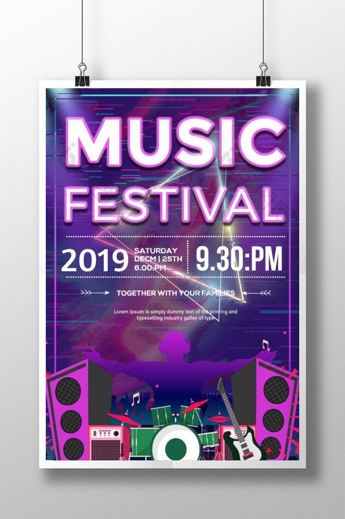 Dark purple music festival poster design  