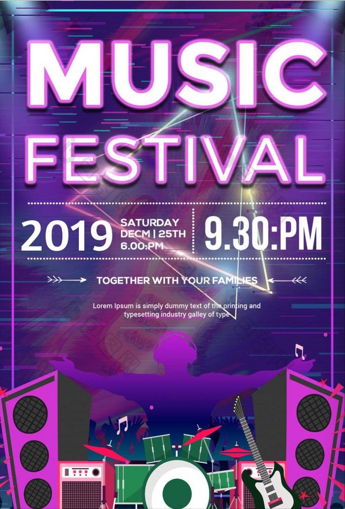 Dark purple music festival poster design  