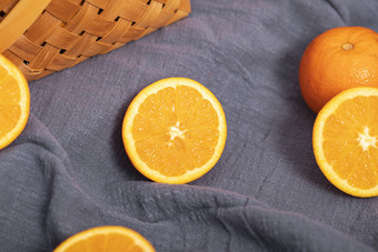 橙子水果暗色麻布背景