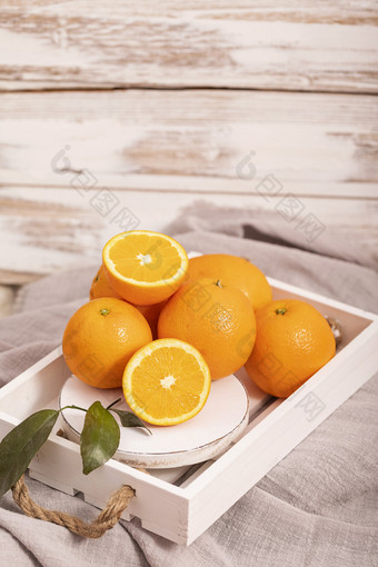 橙子水果粗麻布背景图片