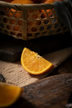 切开的橙子暗调光影素材