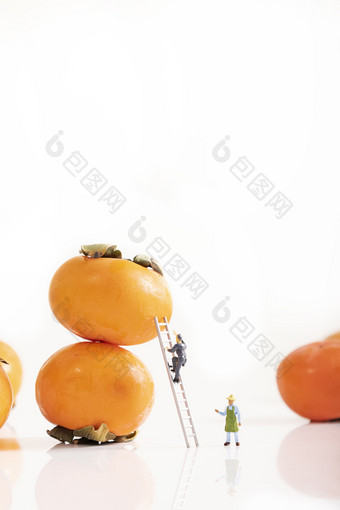 秋收柿子丰收微缩创意图片