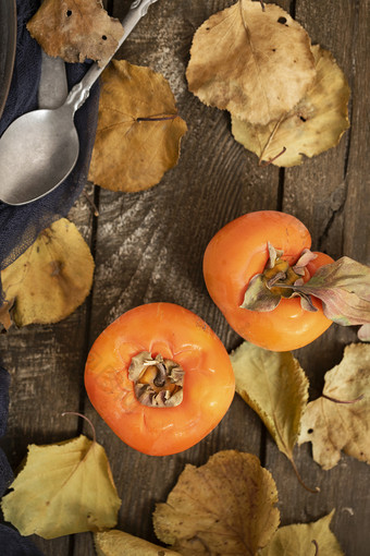 水果柿子秋天复古氛围图片