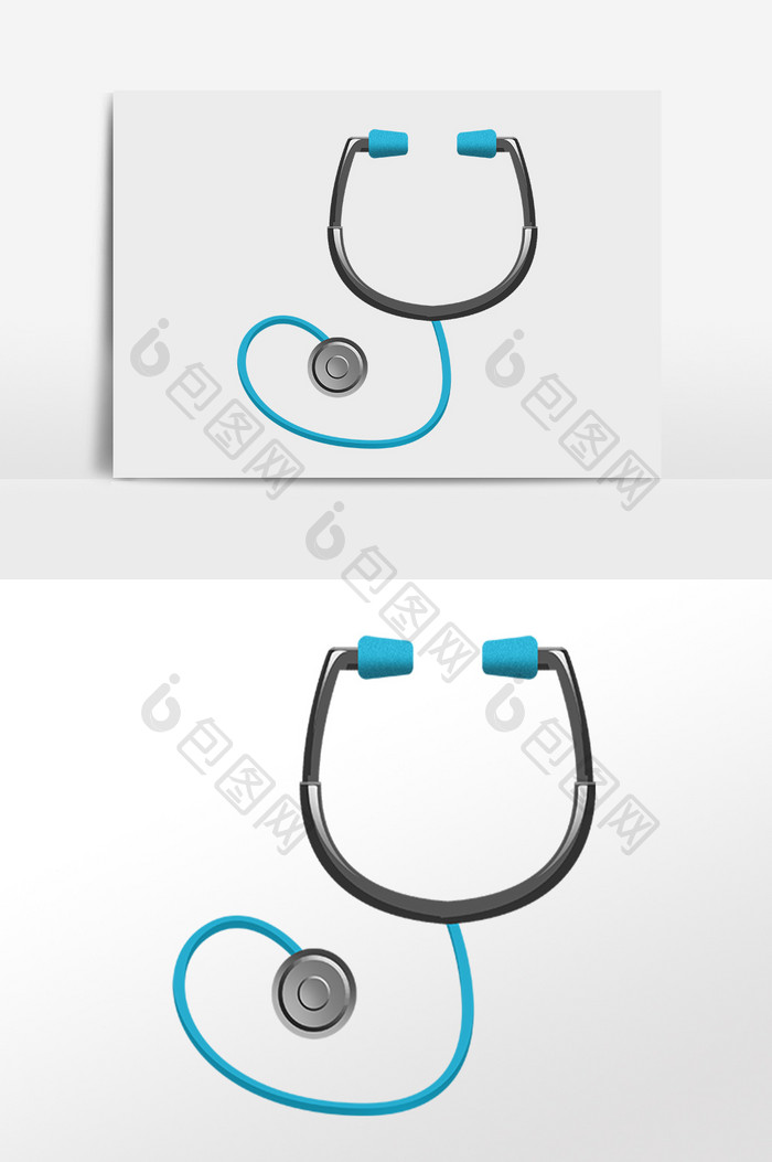 手绘公共医疗仪器听诊器插画