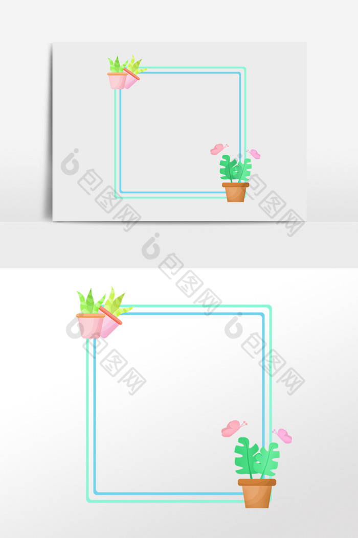 植物绿植盆栽边框插画图片图片