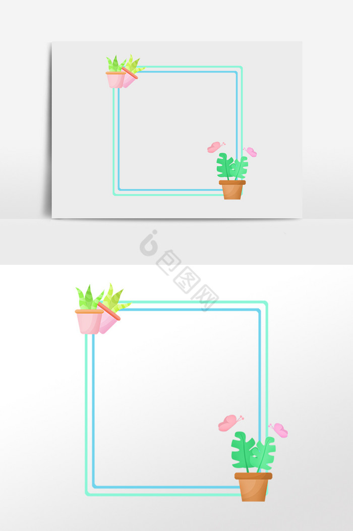 植物绿植盆栽边框插画图片