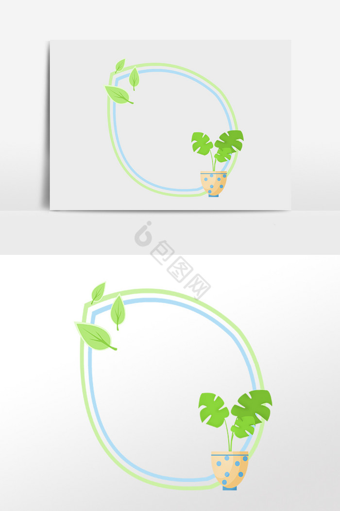 植物盆栽边框插画图片