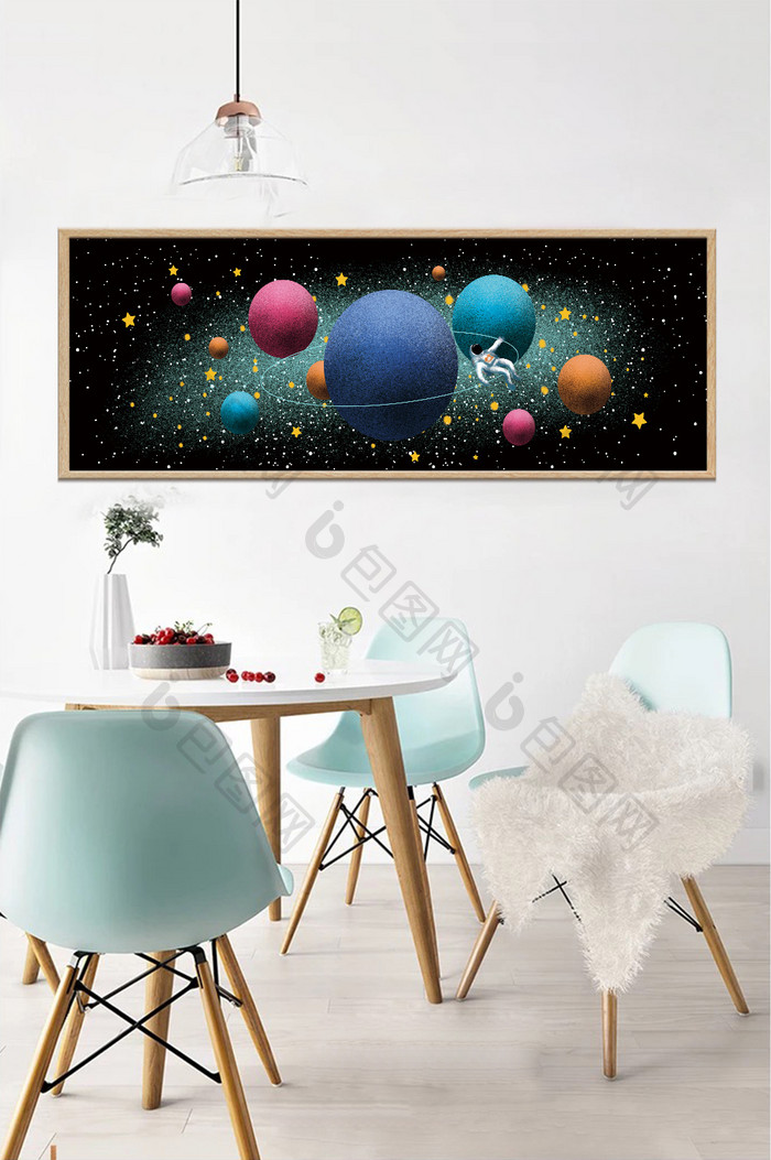 手绘星球银河风景儿童房卧室装饰画