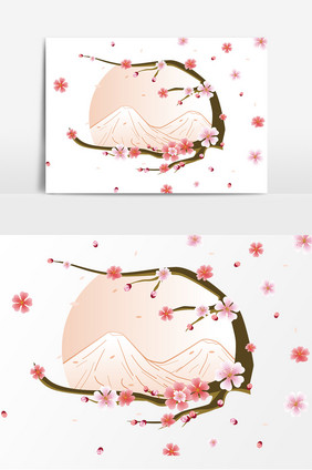手绘樱花风景元素设计