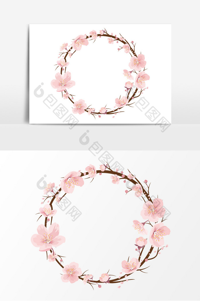 手绘樱花装饰边框元素设计