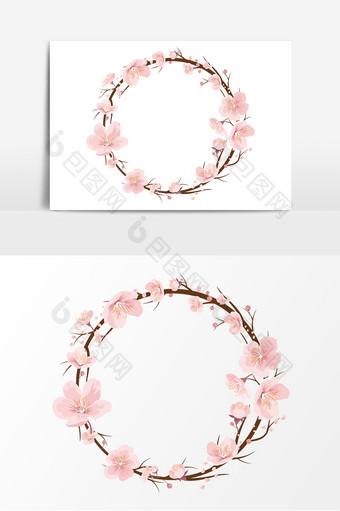 手绘樱花装饰边框元素设计图片