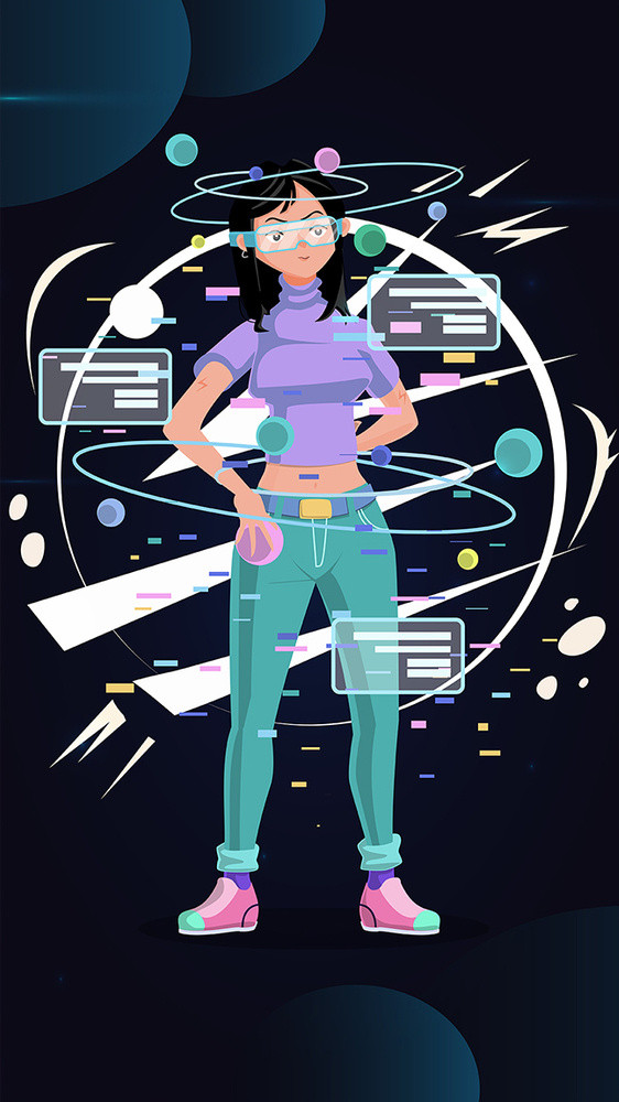 卡通数据科技概念海报app插画gif动图