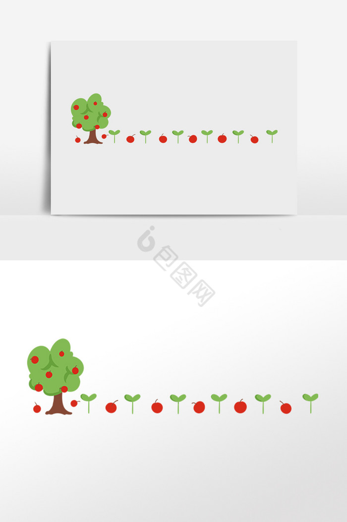 果树苹果分割线插画图片