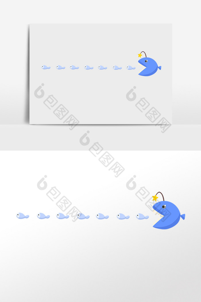 大鱼小鱼分割线插画图片图片