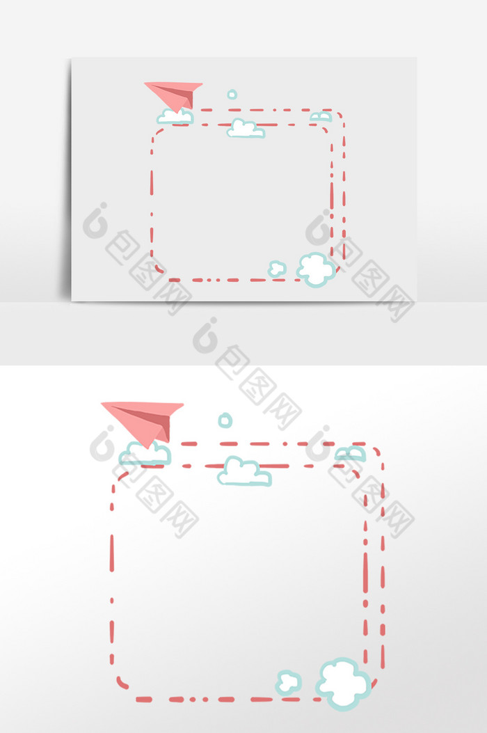 云朵飞机边框插画图片图片