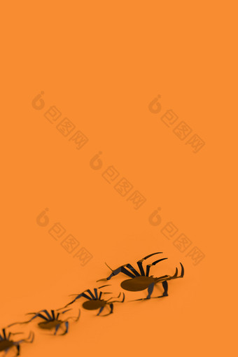 蜘蛛创意恐怖主题万圣节橙色海报