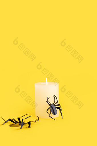 蜘蛛与蜡烛创意万圣节图片