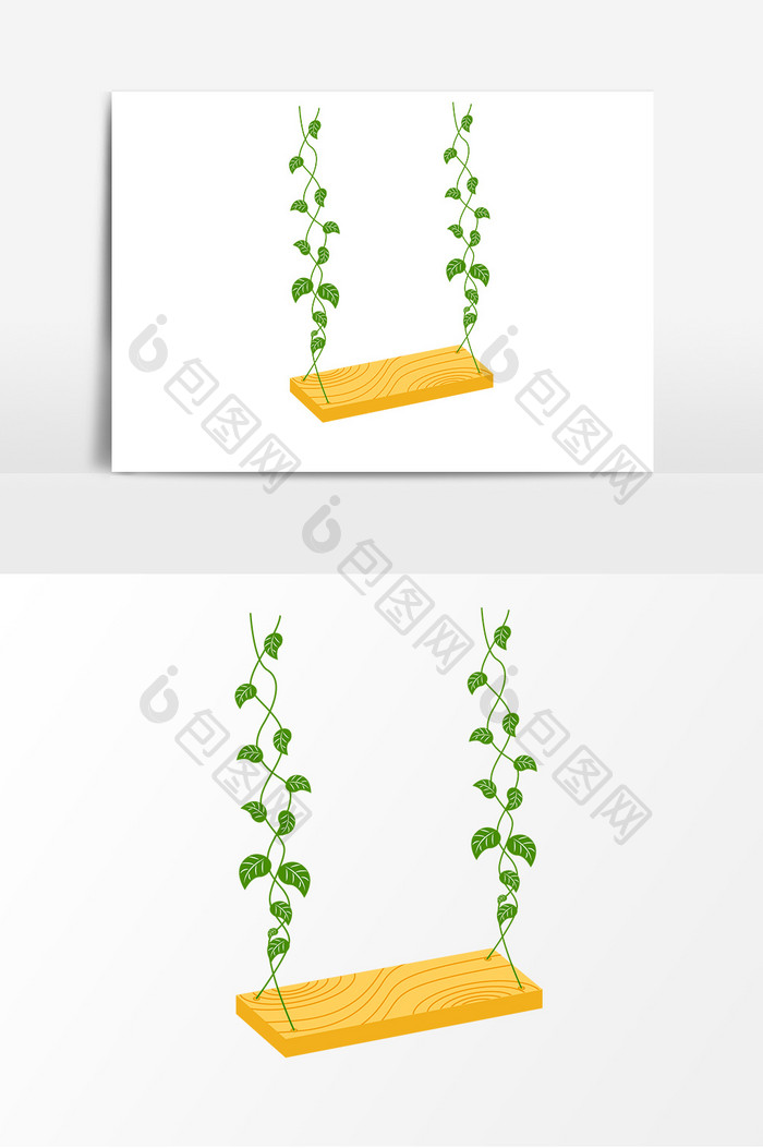 手绘夏季秋千元素设计