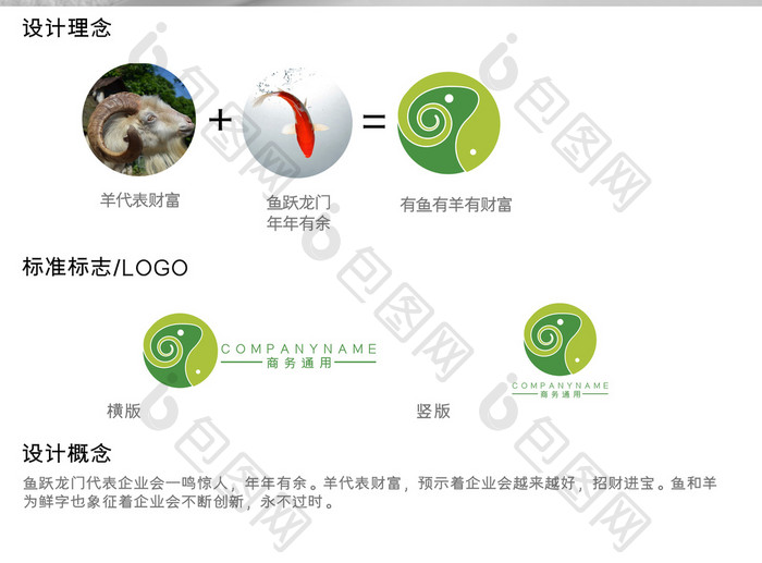 创意羊鱼简约商务通用logo标志设计