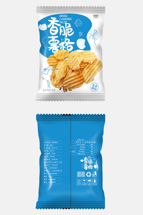 蓝色清新简约香脆署格食品包装设计