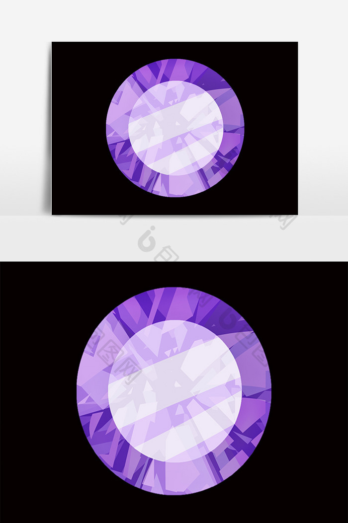 手绘紫色圆形钻石宝石插画