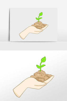 手绘保护环境绿色植物插画