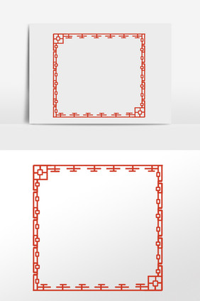 手绘中国风传统方形边框插画