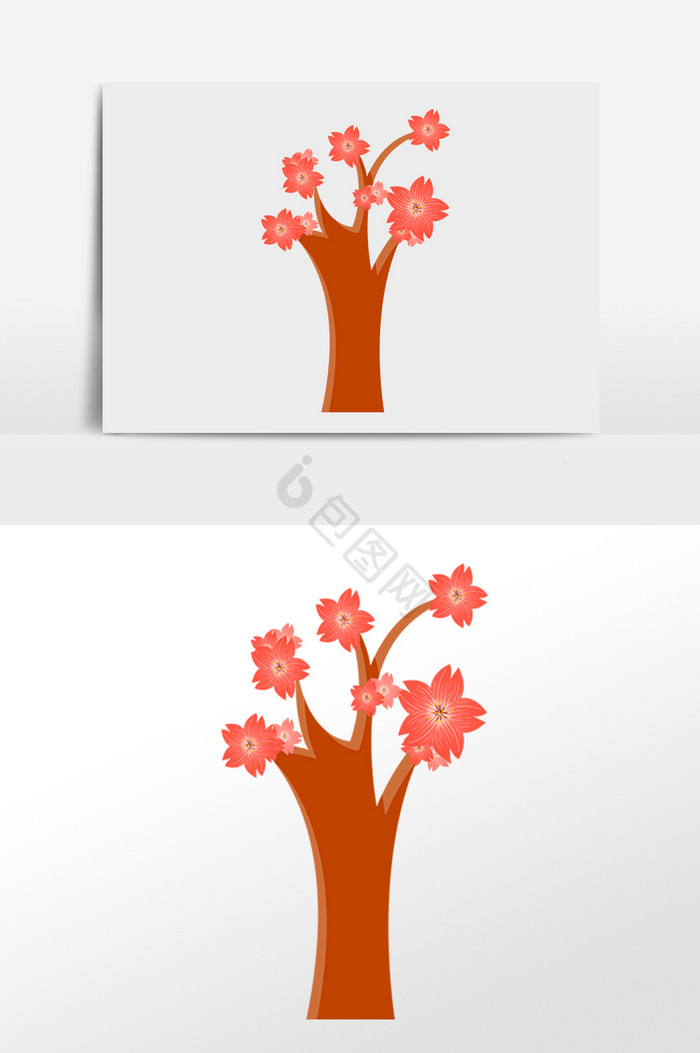樱花花枝花朵插画图片