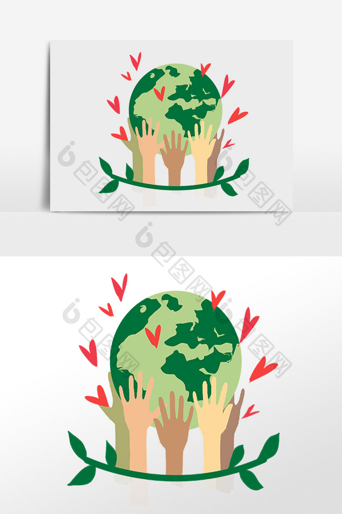 手绘保护绿色环境地球插画