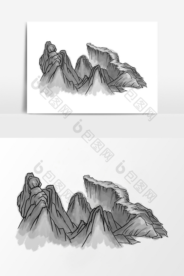 淡墨水墨山水石画 Psd素材 包图网 淡墨水墨山水石画 Psd素材 包图网