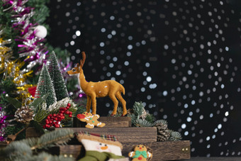 圣诞小鹿创意圣诞节星光背景