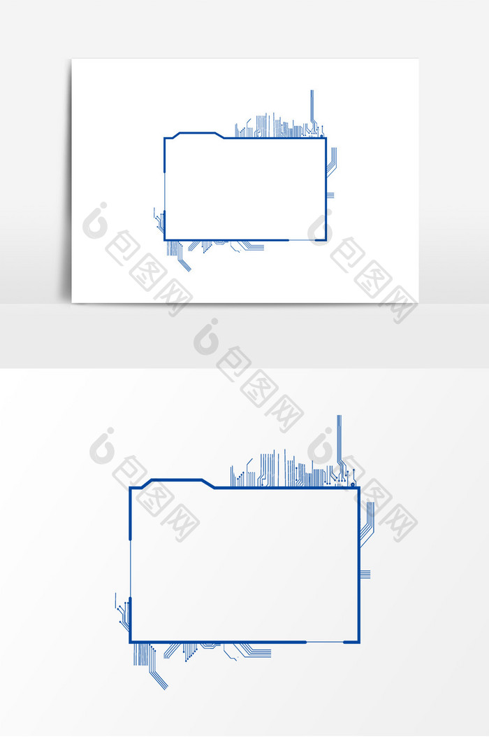 蓝色科技线条边框元素
