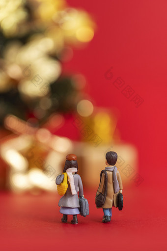 情侣创意圣诞节红色背景