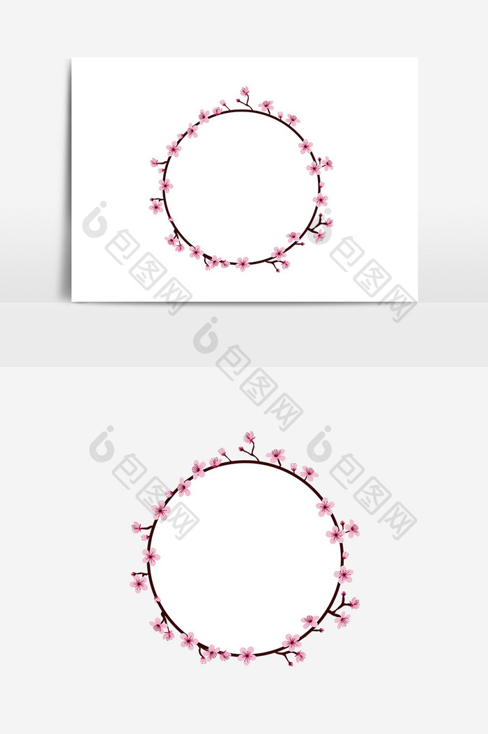 春季樱花季樱花树枝边框矢量手绘元素