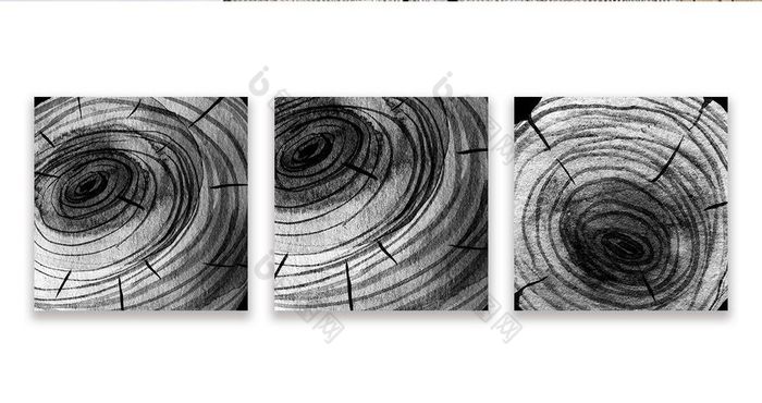 黑白樹木年輪木紋紋理肌理藝術裝飾畫