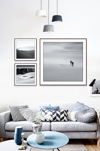 黑白灰沙漠风景艺术摄影背景装饰画图片
