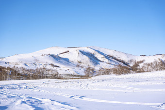 冬季户外的草原雪景