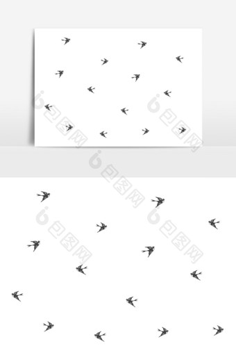 黑色简约小燕子春季漂浮元素图片