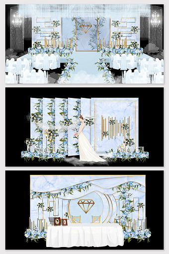 小清新森系蓝色欧式婚礼图片