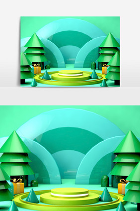 C4D植树节树林电商模型促销海报场景模型