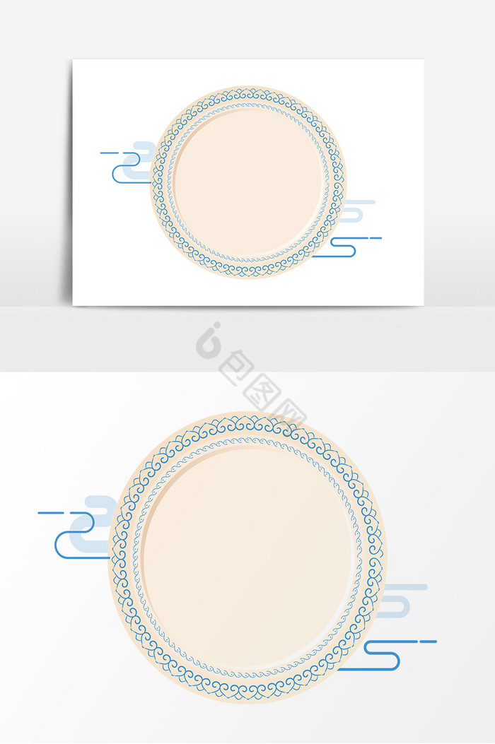 青花瓷盘子边框图片