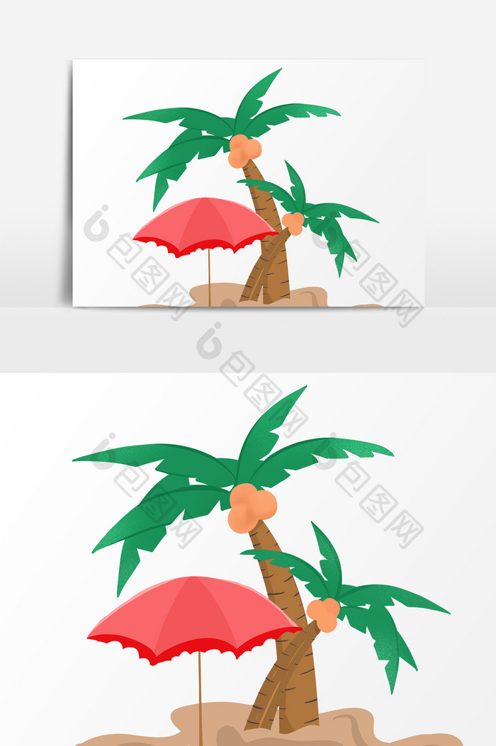 立夏手绘椰子树装饰图案