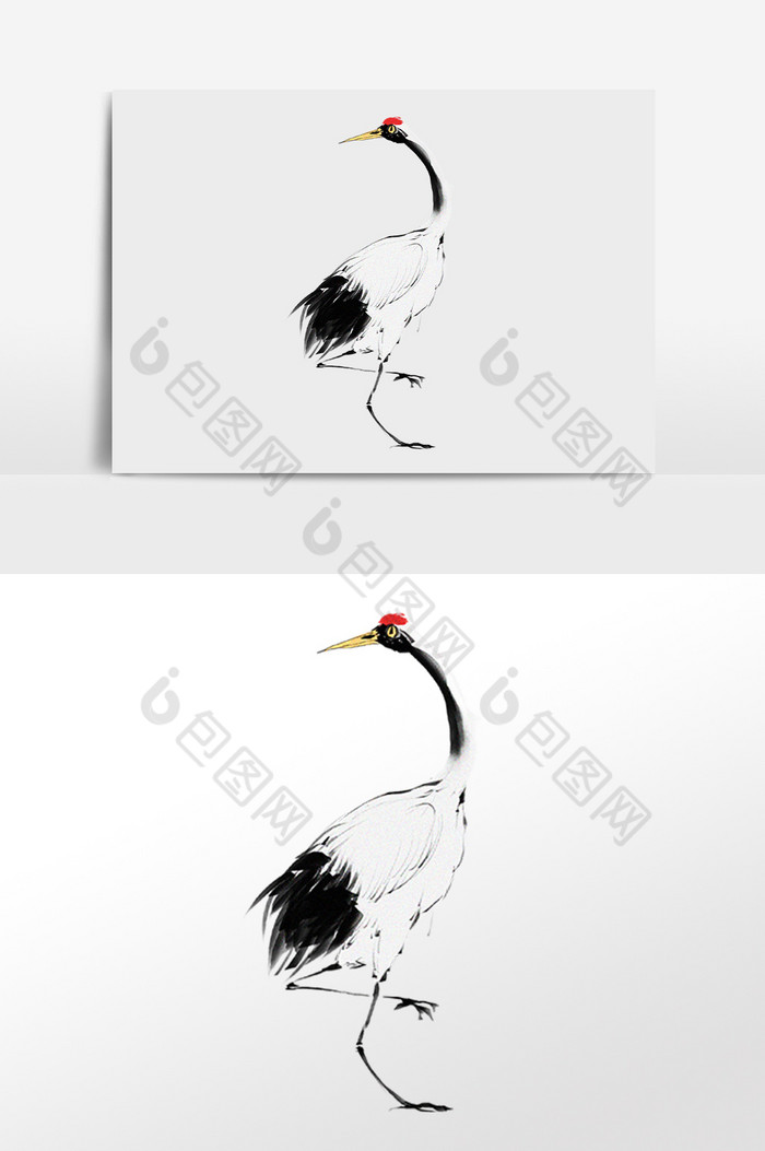 水墨丹顶鹤动物插画图片图片
