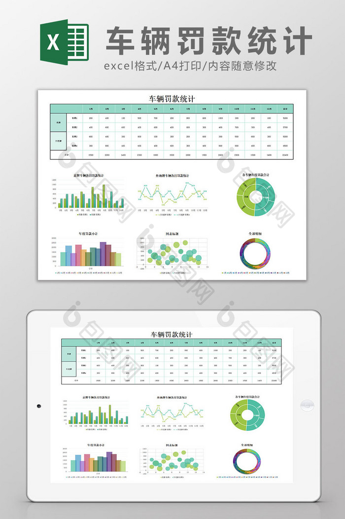 车辆罚款统计excel模板