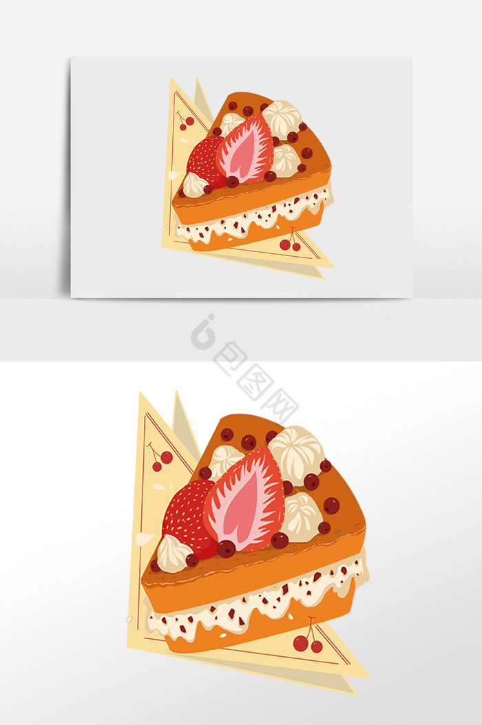 甜品草莓水果蛋糕插画图片