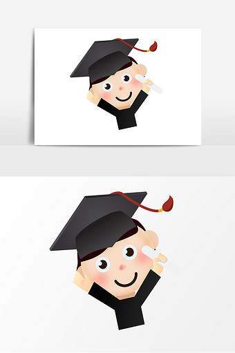 博士帽男孩学校毕业元素图片下载
