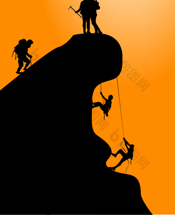 橘黄色朝阳夕阳团队爬山攀岩企业文化励志