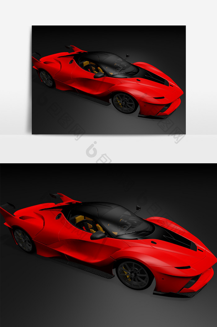 C4D模型红色跑车