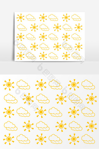 手绘太阳云朵底纹素材图片